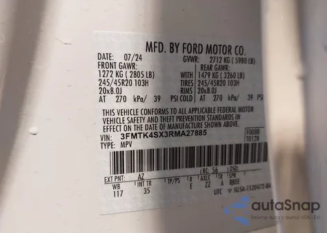 2024 Ford Mustang Mach-E Gt from USA, damaged, VIN 3FMTK4SX3RMA27885